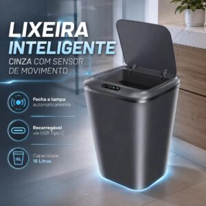 Lixeira Inteligente Automática Cinza