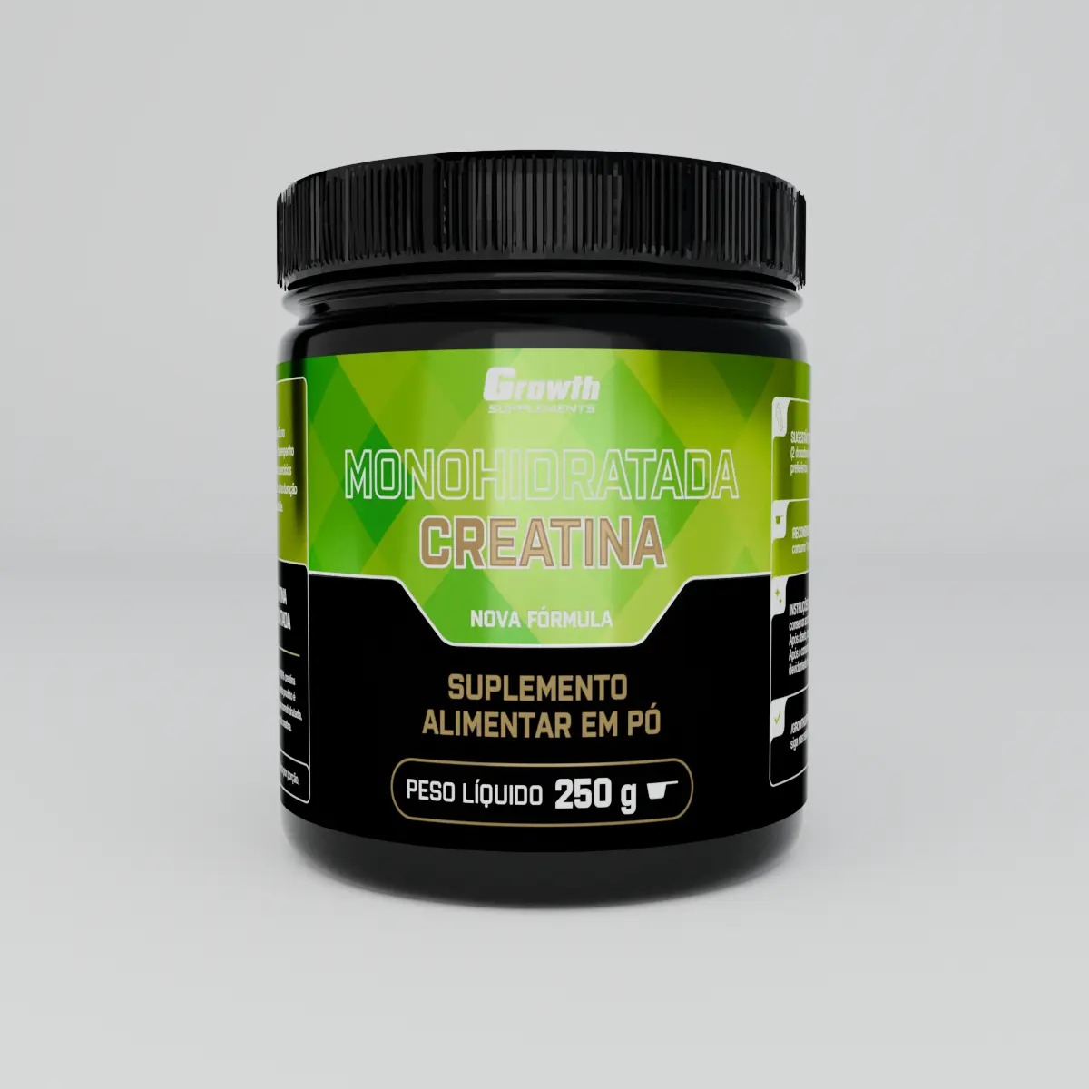 Embalagem da creatina monohidratada 250g growth supplements sem sabor em pó