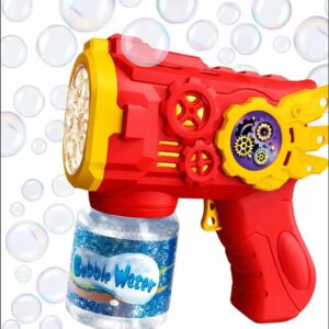 Pistola Lança Bolhas De Sabão Vermelha Com Luz Led Inclui Líquido