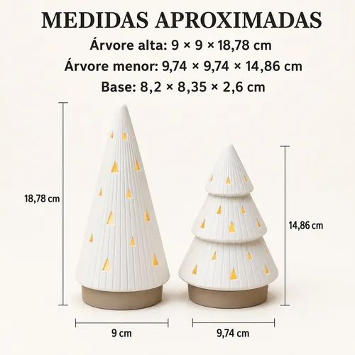 árvores de mesa com velas led
