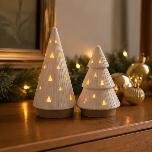 árvores de mesa com velas led