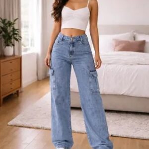 calça cargo feminina wide leg