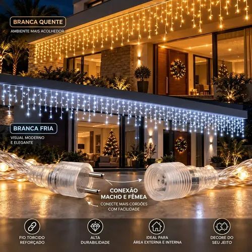 cascata de natal 400 leds