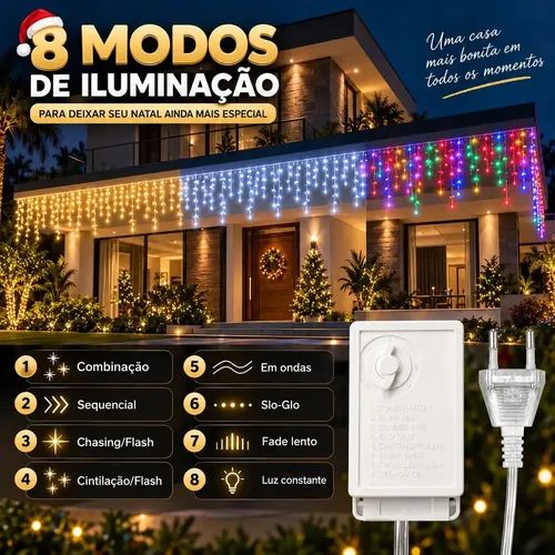 cascata de natal 400 leds