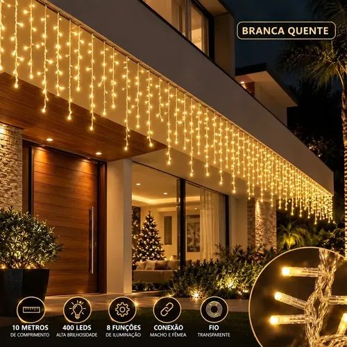 cascata de natal 400 leds