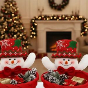 cesto natalino papai noel e boneco de neve