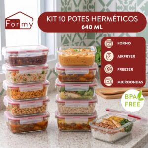 kit 10 pote de vidro