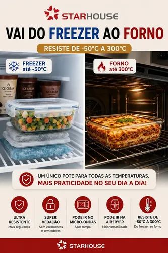 kit potes de vidro hermético 640ml