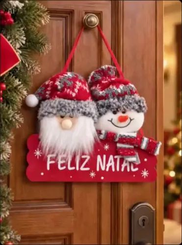 placa feliz natal para porta